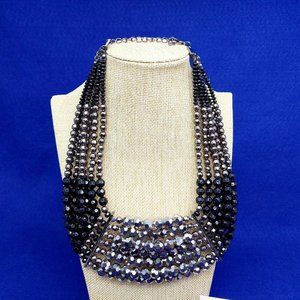 Necklace Bib Collar 7 Strand Multi-Facet Beads Si… - image 1